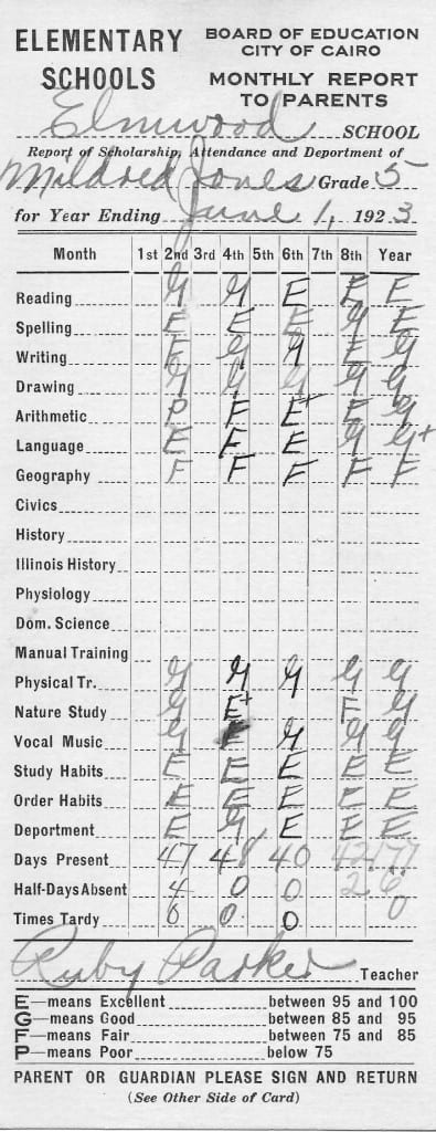 1923 Report Card