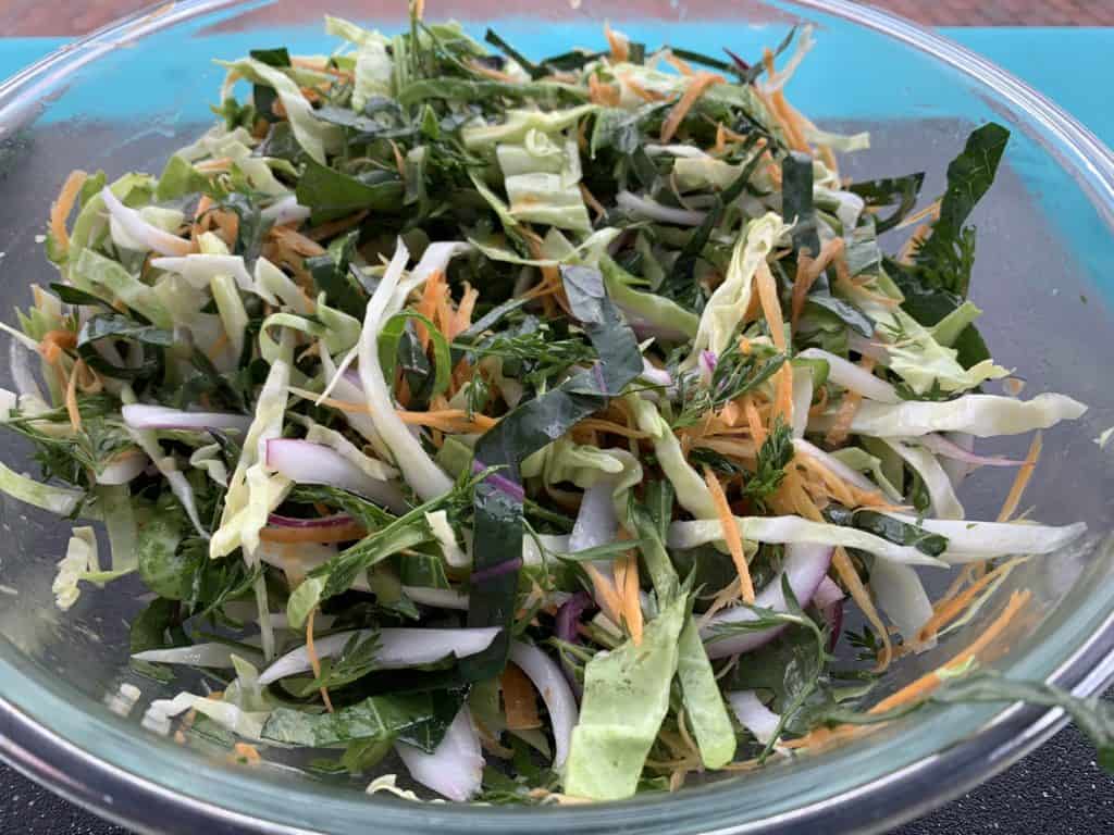 cabbage slaw with horseradish dressing 