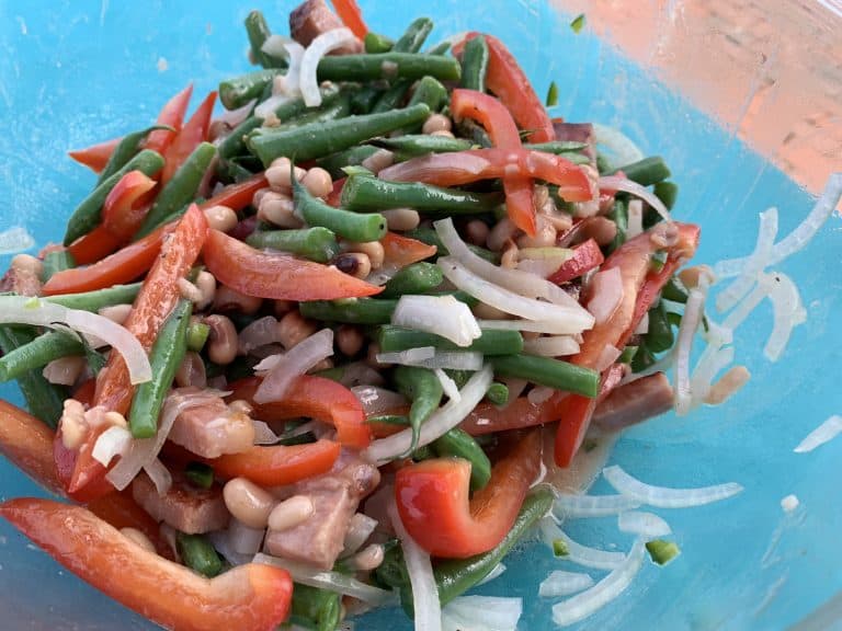 warm green bean salad with spicy mustard vinaigrette