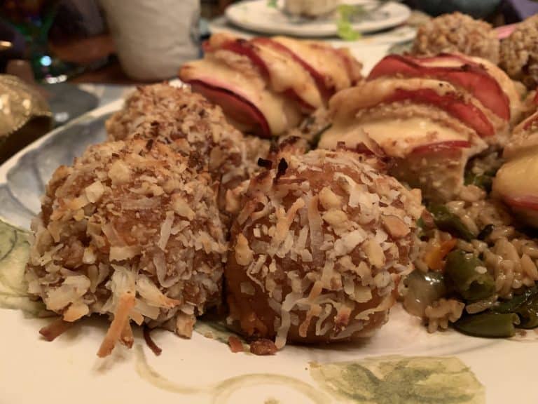 sweet potato ball rolled in coconut